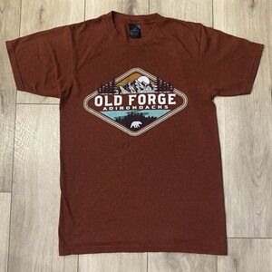 Prairie Mountain Men's Adirondack Mountains Graphic Print T Shirt Small Red‎